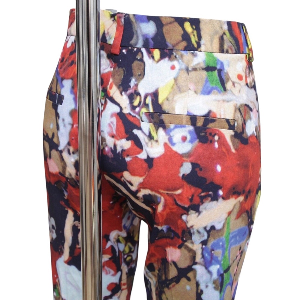 SPORTMAX Pant Pants Trouser Straight Leg Abstract Pattern Print Red Black Sz M - Picture 6 of 10